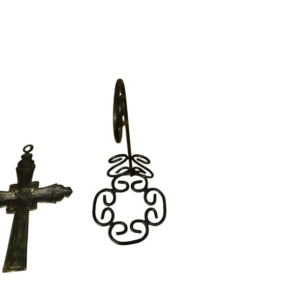 Litton Lane Cross 7.5 Studded Enameled Green Cross Decor Rhinestone & Pearl - Picture 5 of 5